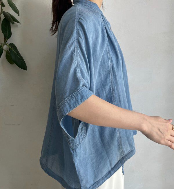  「シアーデニムポンチョ風ブラウス」|シャツ・ブラウス|