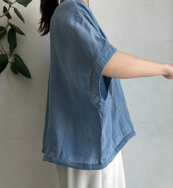  「シアーデニムポンチョ風ブラウス」|シャツ・ブラウス|