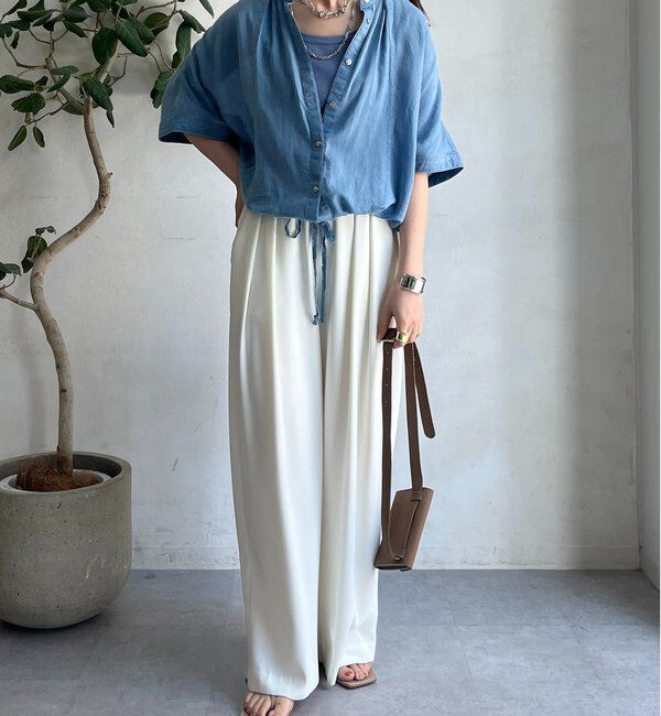  「シアーデニムポンチョ風ブラウス」|シャツ・ブラウス|