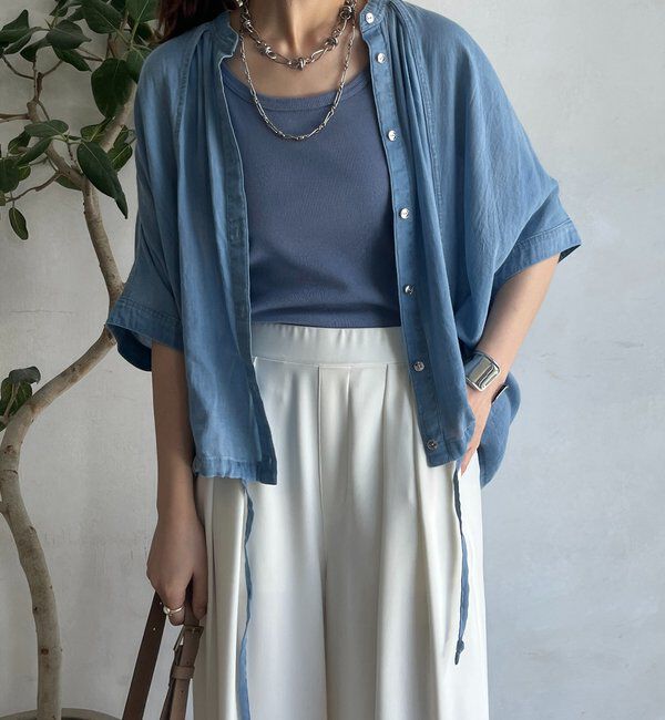  「シアーデニムポンチョ風ブラウス」|シャツ・ブラウス|