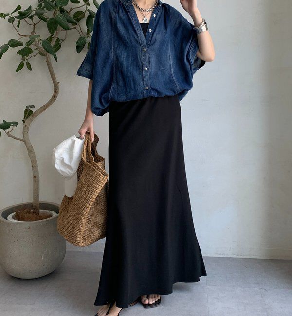  「シアーデニムポンチョ風ブラウス」|シャツ・ブラウス|