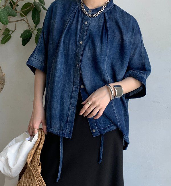  「シアーデニムポンチョ風ブラウス」|シャツ・ブラウス|