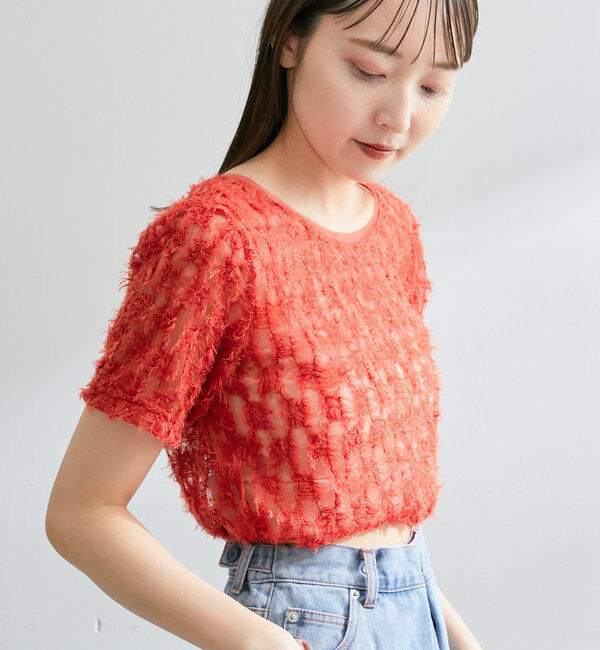  「【7色展開】フェザーチュールTee」|Tシャツ・カットソー|レッド