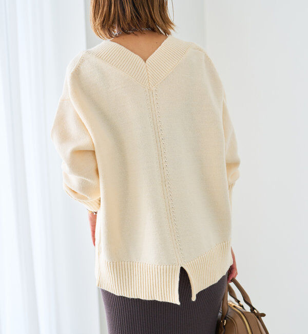  「《デコルテのキレイ見せ》ワイドリブルーズニット」|ニット・セーター|