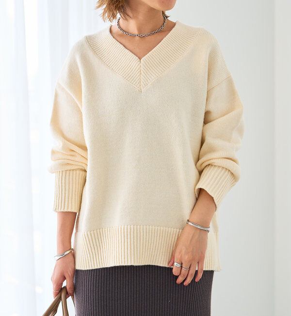  「《デコルテのキレイ見せ》ワイドリブルーズニット」|ニット・セーター|