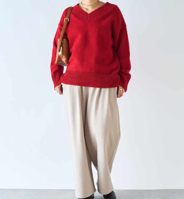  「《デコルテのキレイ見せ》ワイドリブルーズニット」|ニット・セーター|