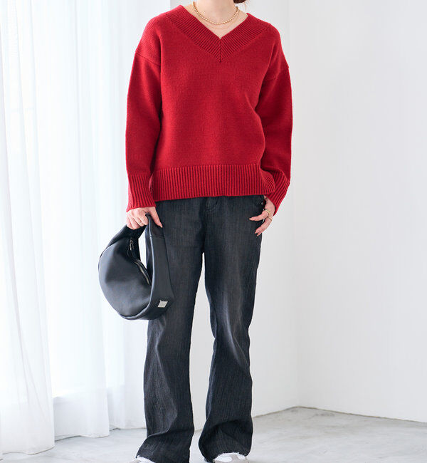  「《デコルテのキレイ見せ》ワイドリブルーズニット」|ニット・セーター|