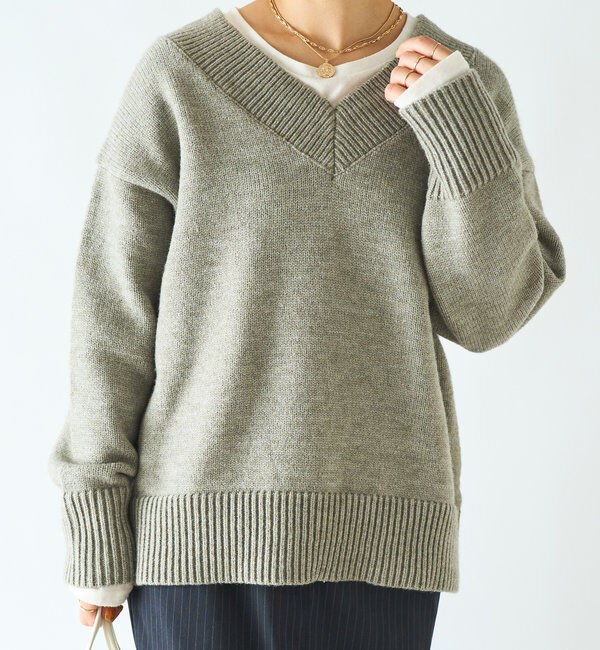  「《デコルテのキレイ見せ》ワイドリブルーズニット」|ニット・セーター|
