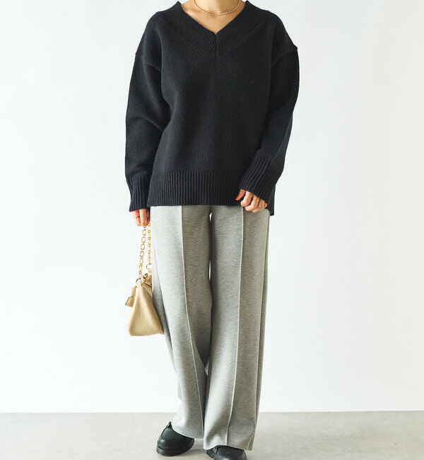  「《デコルテのキレイ見せ》ワイドリブルーズニット」|ニット・セーター|