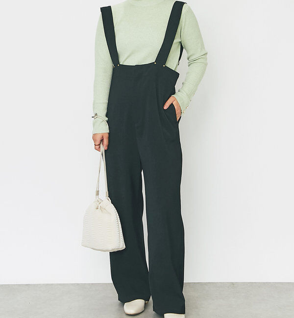  「《スリットで綺麗見せ・着回し》ツイルサロペット」|その他|ブラック