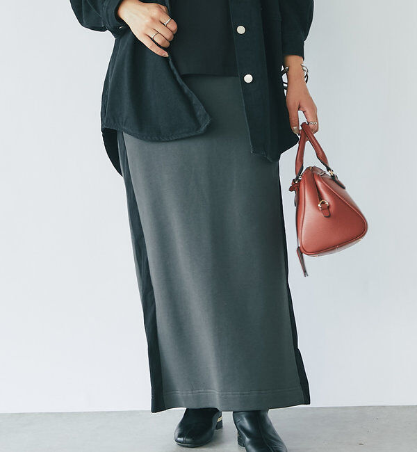  「《リラクシーな履き心地》ラメライン入り裏毛ナロースカート」|スカート|