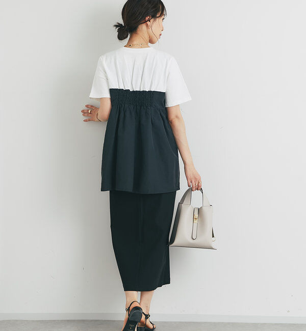  「《スタイルアップ効果◎》ドッキング切替Tシャツ」|Tシャツ・カットソー|