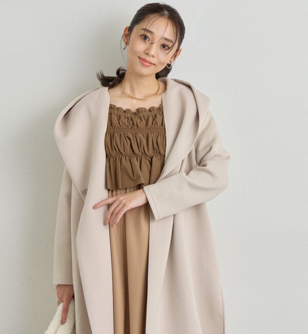  「《低身長サイズあり・大人の華やかさ◎》スクエア異素材シャーリングワンピ」|その他|