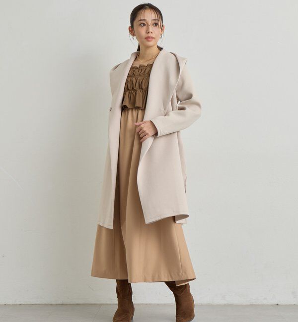  「《低身長サイズあり・大人の華やかさ◎》スクエア異素材シャーリングワンピ」|その他|