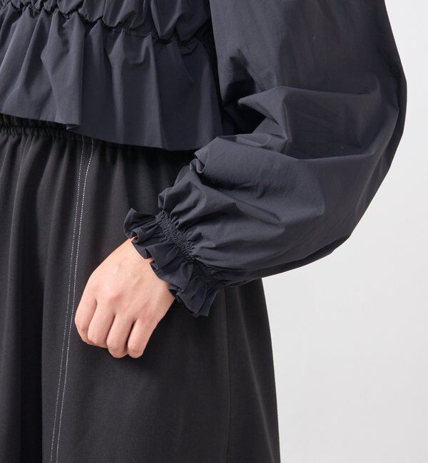  「《低身長サイズあり・大人の華やかさ◎》スクエア異素材シャーリングワンピ」|その他|