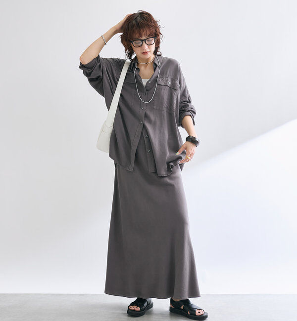  「【セットアップ可】ガーメントダイバイヤススカート」|スカート|