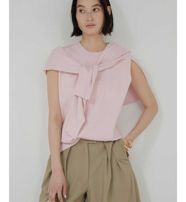  「【接触冷感/アンサンブル対応】アイシーコットンノースリ」|ニット・セーター|ピンク