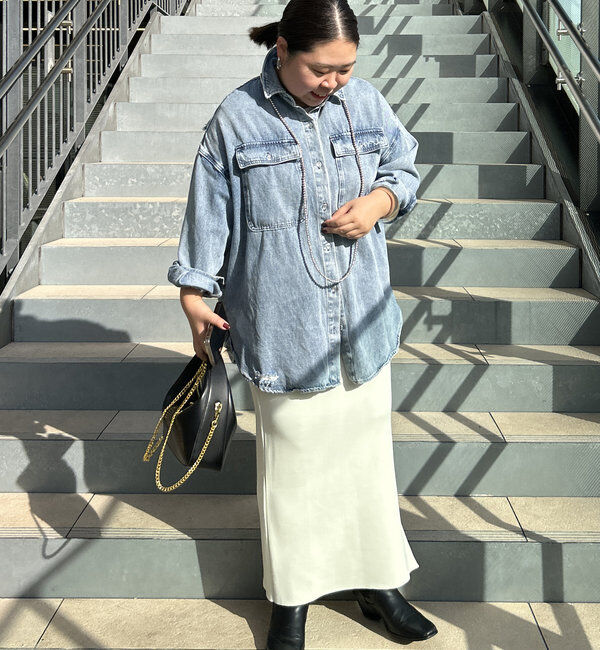  「【Lサイズも登場！】ポンチZIPタイトスカート」|スカート|