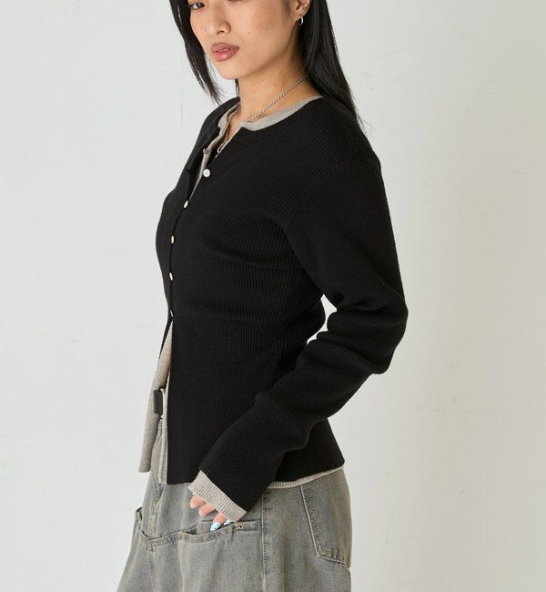  「リブニットナローカーディガン」|カーディガン|