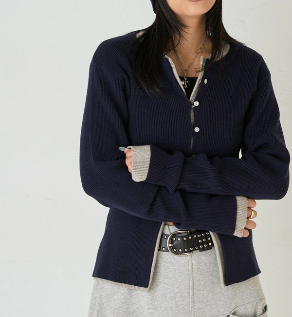  「リブニットナローカーディガン」|カーディガン|
