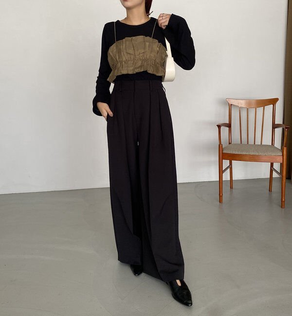  「【累計2万本突破！】【低身長・高身長サイズあり】2タックワイドパンツ」|チノ|