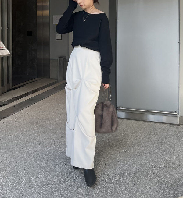  「アシメスリットボートネックニット」|ニット・セーター|