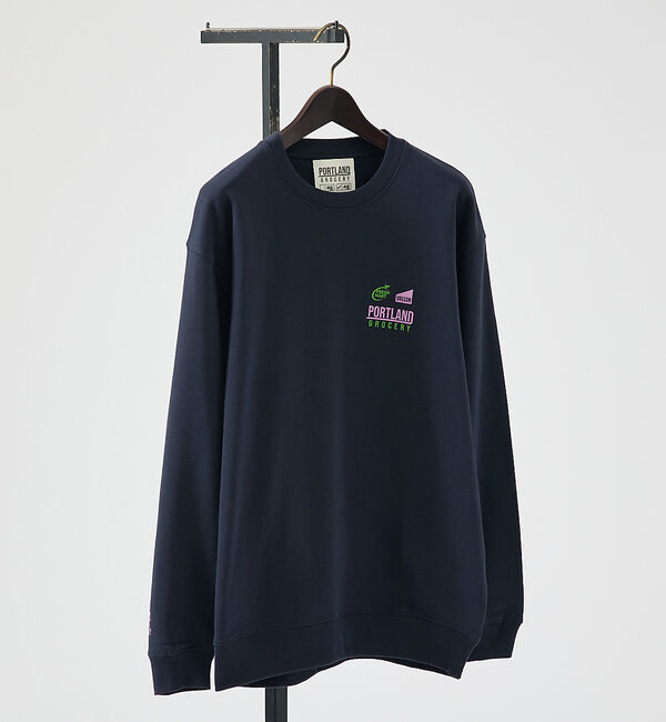 ABAHOUSE「【PORTLAND-GROCERY】ロゴプリント クルーネックスウェット / L」|スウェット・ジャージ|ネイビー