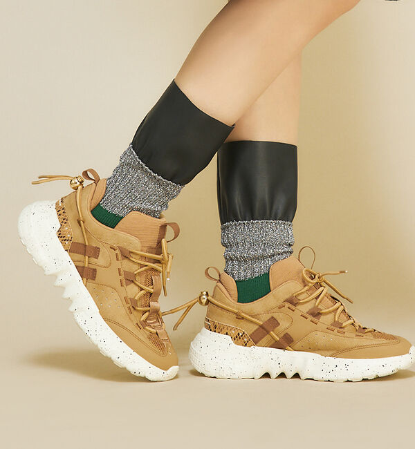 AU BANNISTER「●FAKUI ラメカラーブロックフェイクレザーソックス」|その他|グリーン