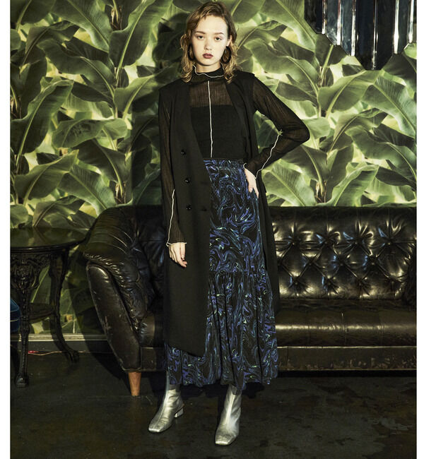 Soffitto「マーブル柄ドットジャガード裾切り替えギャザースカート」|スカート|