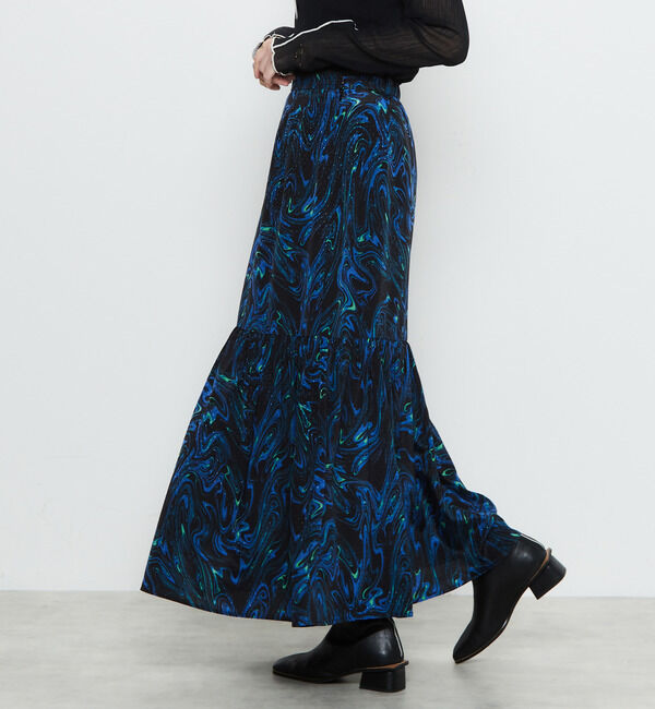 Soffitto「マーブル柄ドットジャガード裾切り替えギャザースカート」|スカート|