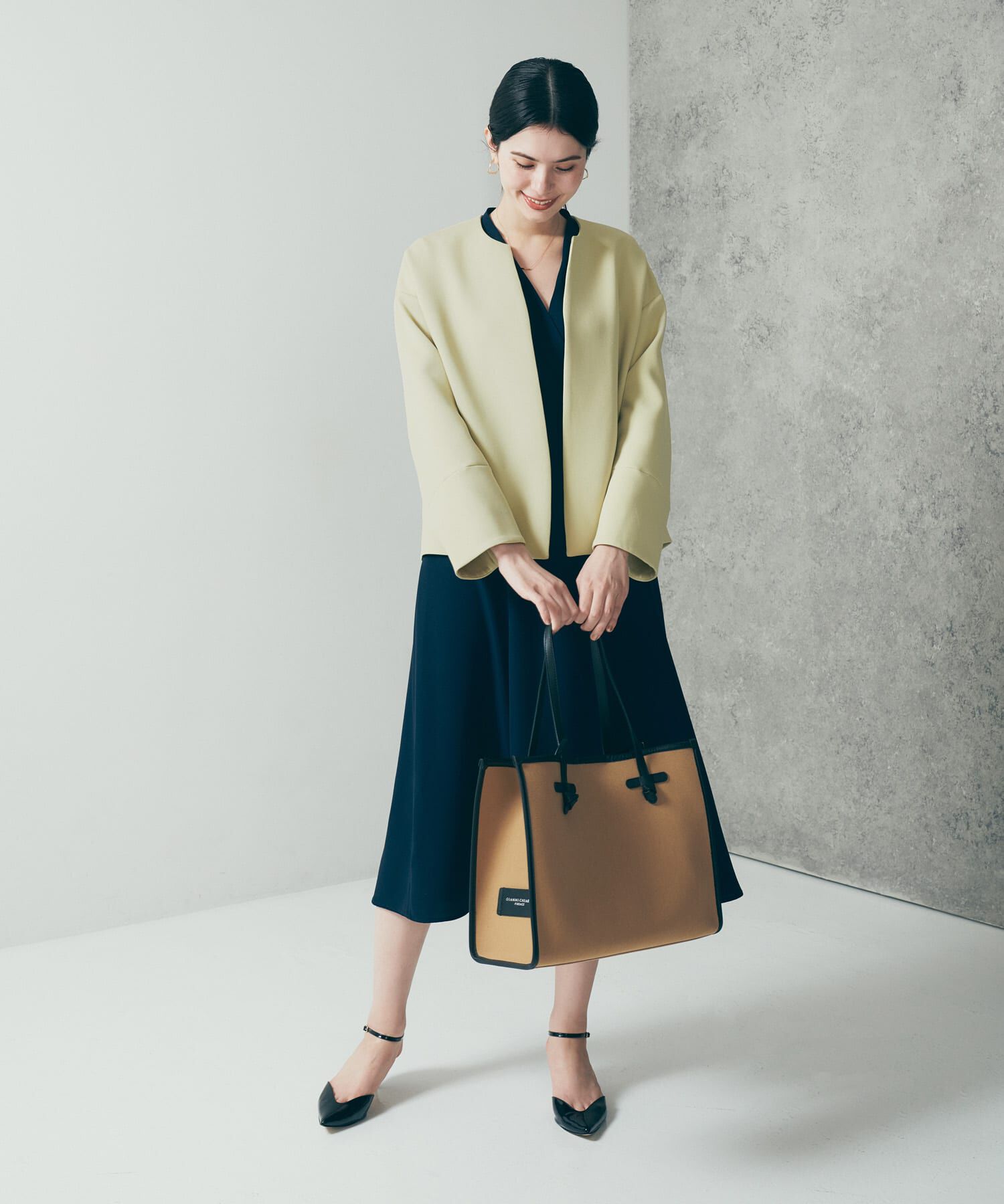 URBAN RESEARCH ROSSO「UVカットトリプルクロスショートコート」|ノーカラージャケット|