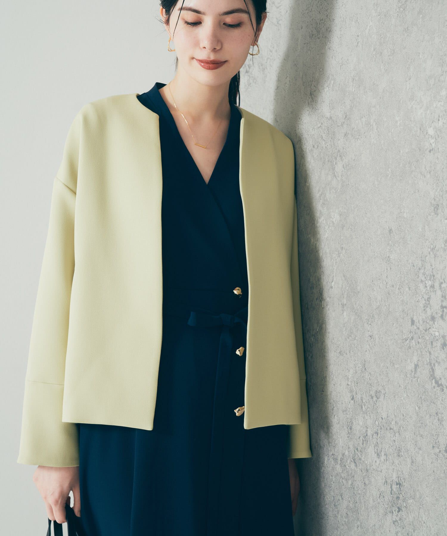 URBAN RESEARCH ROSSO「UVカットトリプルクロスショートコート」|ノーカラージャケット|