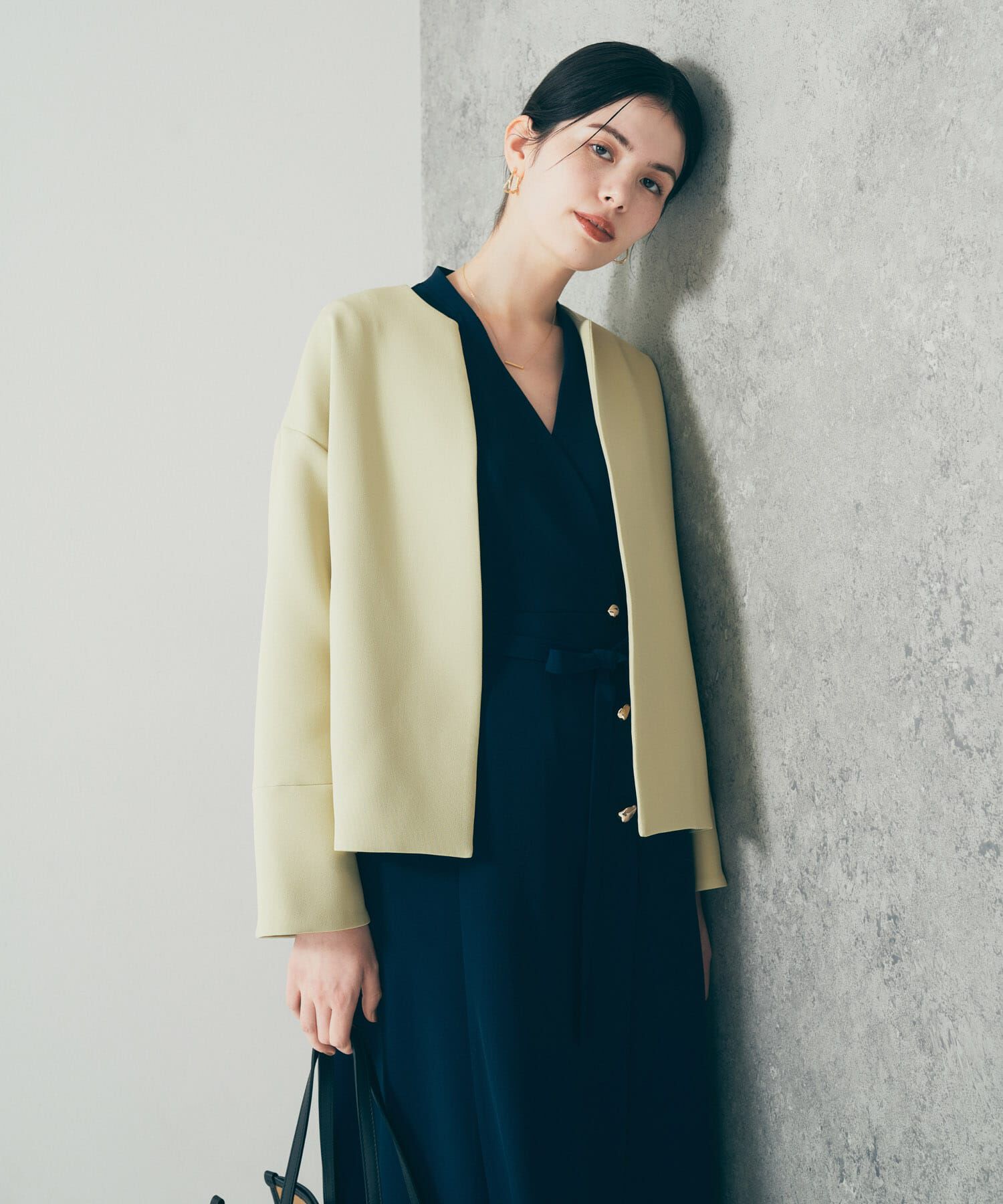 URBAN RESEARCH ROSSO「UVカットトリプルクロスショートコート」|ノーカラージャケット|