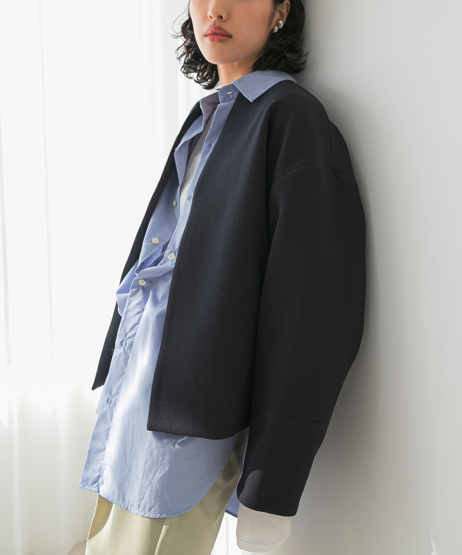 URBAN RESEARCH ROSSO「UVカットトリプルクロスショートコート」|ノーカラージャケット|