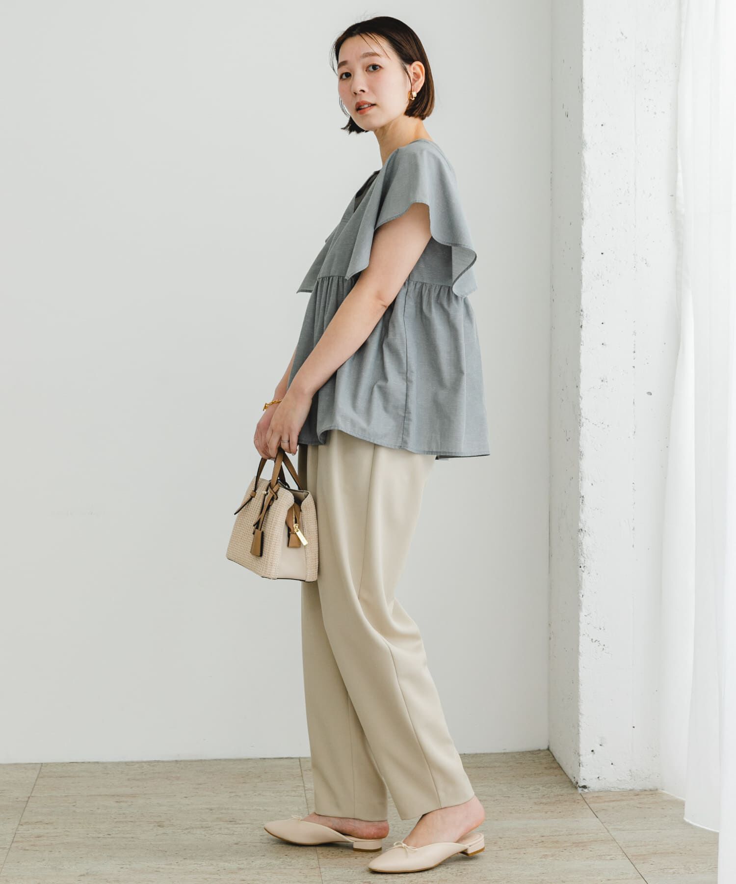 URBAN RESEARCH ROSSO「『UR TECH』F by ROSSO　スクエアスリーブブラウス」|シャツ・ブラウス|