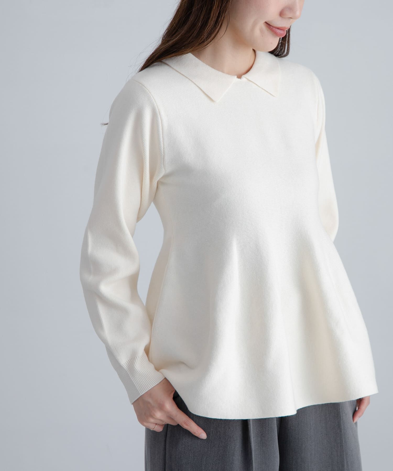 Sonny Label 「『WEB限定』襟付きペプラムニットプルオーバー」|ニット・セーター|オフホワイト