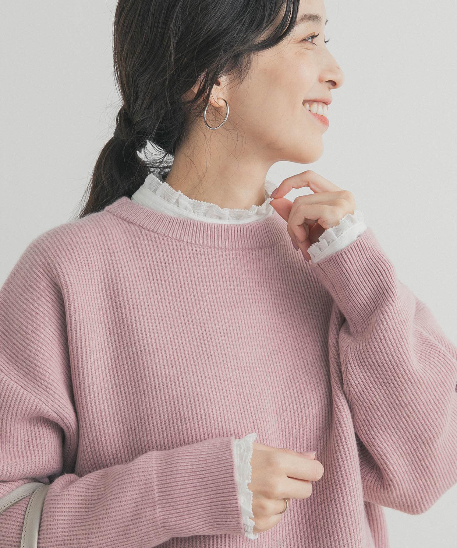 URBAN RESEARCH DOORS「ピンタックフリルスタンドカラーブラウス」|シャツ・ブラウス|