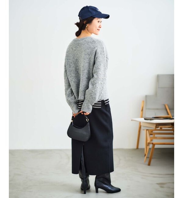 le.coeur blanc「《手洗い可能》ミラノリブニットタイトスカート」|タイト|