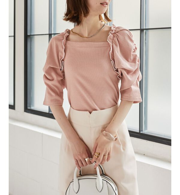 MAJESTICLEGON「ボリュームスリーブボーダートップス」|Tシャツ・カットソー|