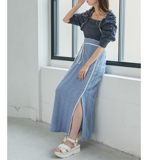 MAJESTICLEGON「ボリュームスリーブボーダートップス」|Tシャツ・カットソー|