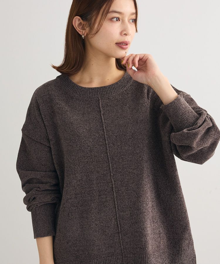 Green Parks「ベロアモールリラックスサイズニットプルオーバー」|ニット・セーター|Charcoal Gray