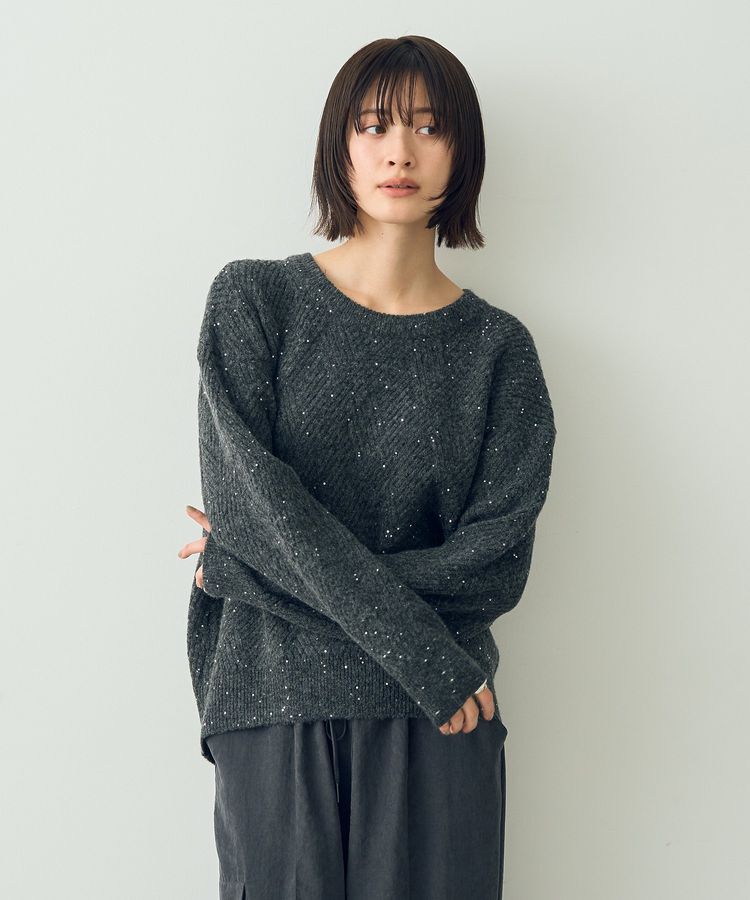YECCA VECCA「ダイヤ柄スパンコールニット」|ニット・セーター|