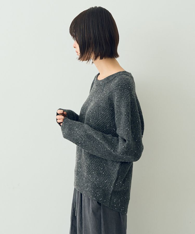 YECCA VECCA「ダイヤ柄スパンコールニット」|ニット・セーター|