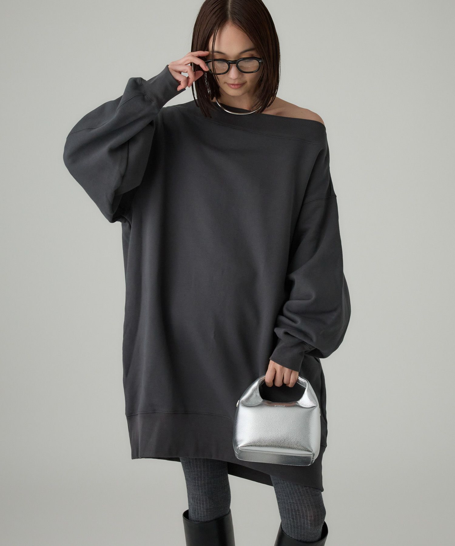 BABYLONE「オフショルスウェットミニワンピ」|ワンピース|