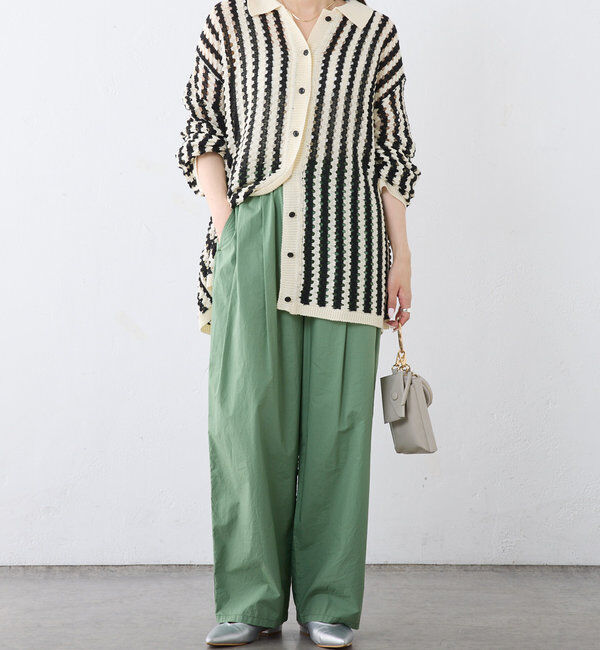  「ジャガードストライプ襟付きカーディガン」|カーディガン|