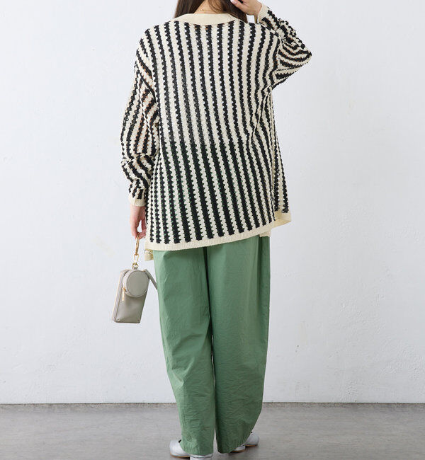  「ジャガードストライプ襟付きカーディガン」|カーディガン|