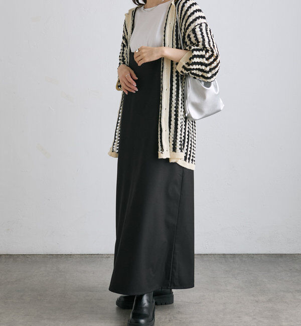  「ジャガードストライプ襟付きカーディガン」|カーディガン|