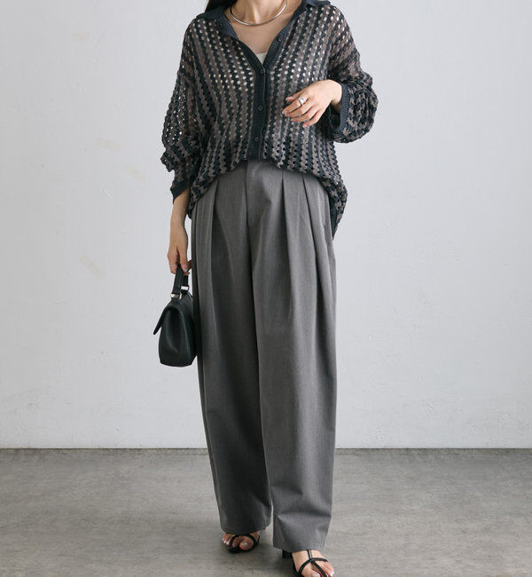  「ジャガードストライプ襟付きカーディガン」|カーディガン|