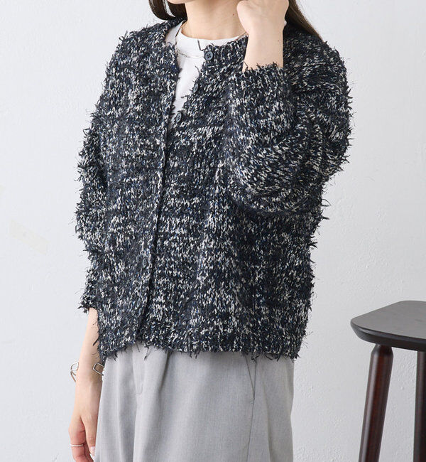  「異素材MIXリボンテープヤーンカーディガン」|カーディガン|