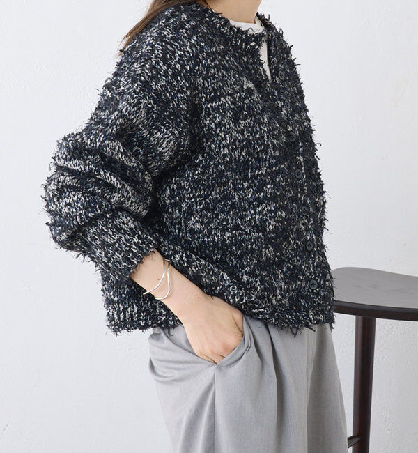  「異素材MIXリボンテープヤーンカーディガン」|カーディガン|